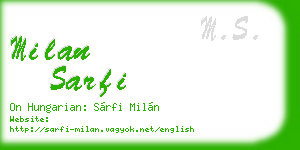 milan sarfi business card